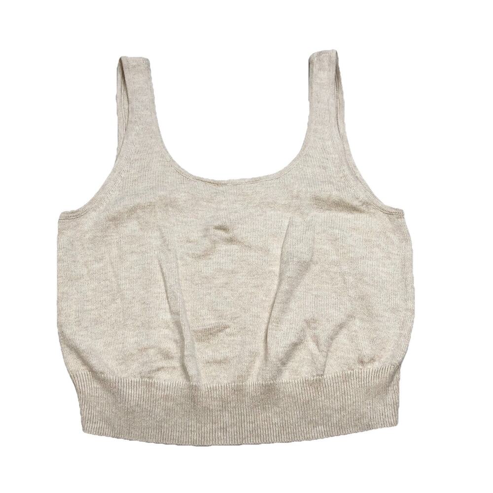 EBERJEY RECYCLED SWEATER TANK OAT Size Large Square Neckline Fitted Jersey